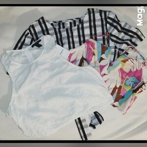 Lot Of 3 Forever 21 Summer Tops Large White Multicolored And Plaid Colorful